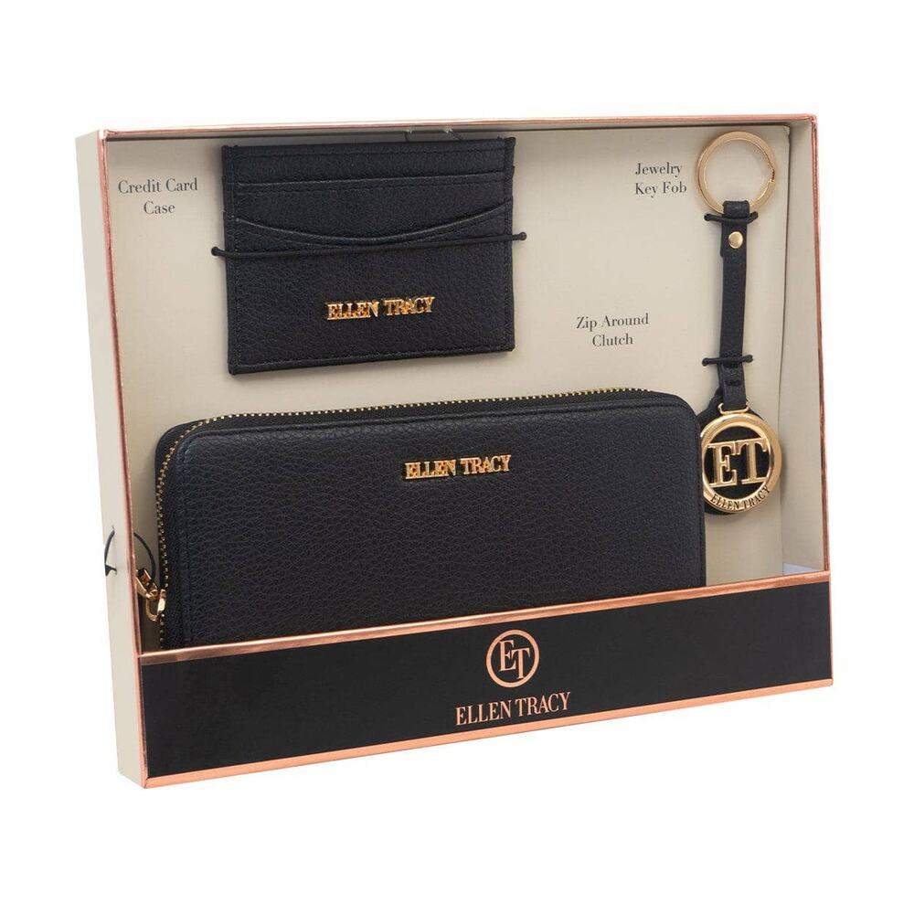 Ellen Tracy 3 Piece Wallet, ID Card Case, & Key Fob Boxed Gift Set